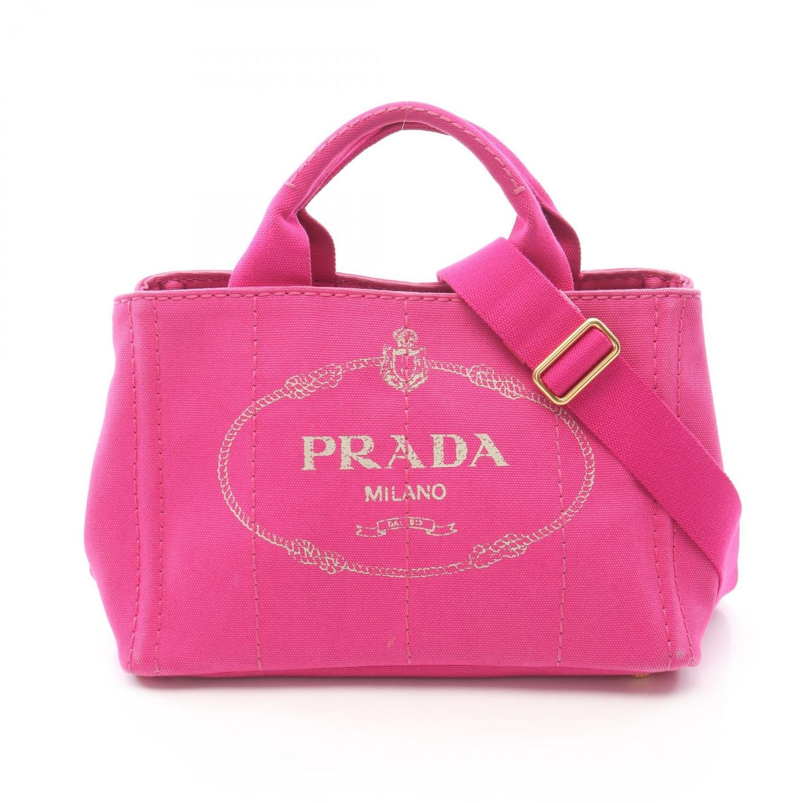 Prada Tote Canapa 2-Way Pink Canvas