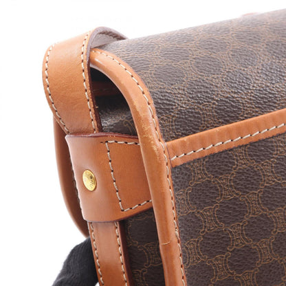Celine Shoulder Bag Macadam Dark Brown Canvas Leather — view 7