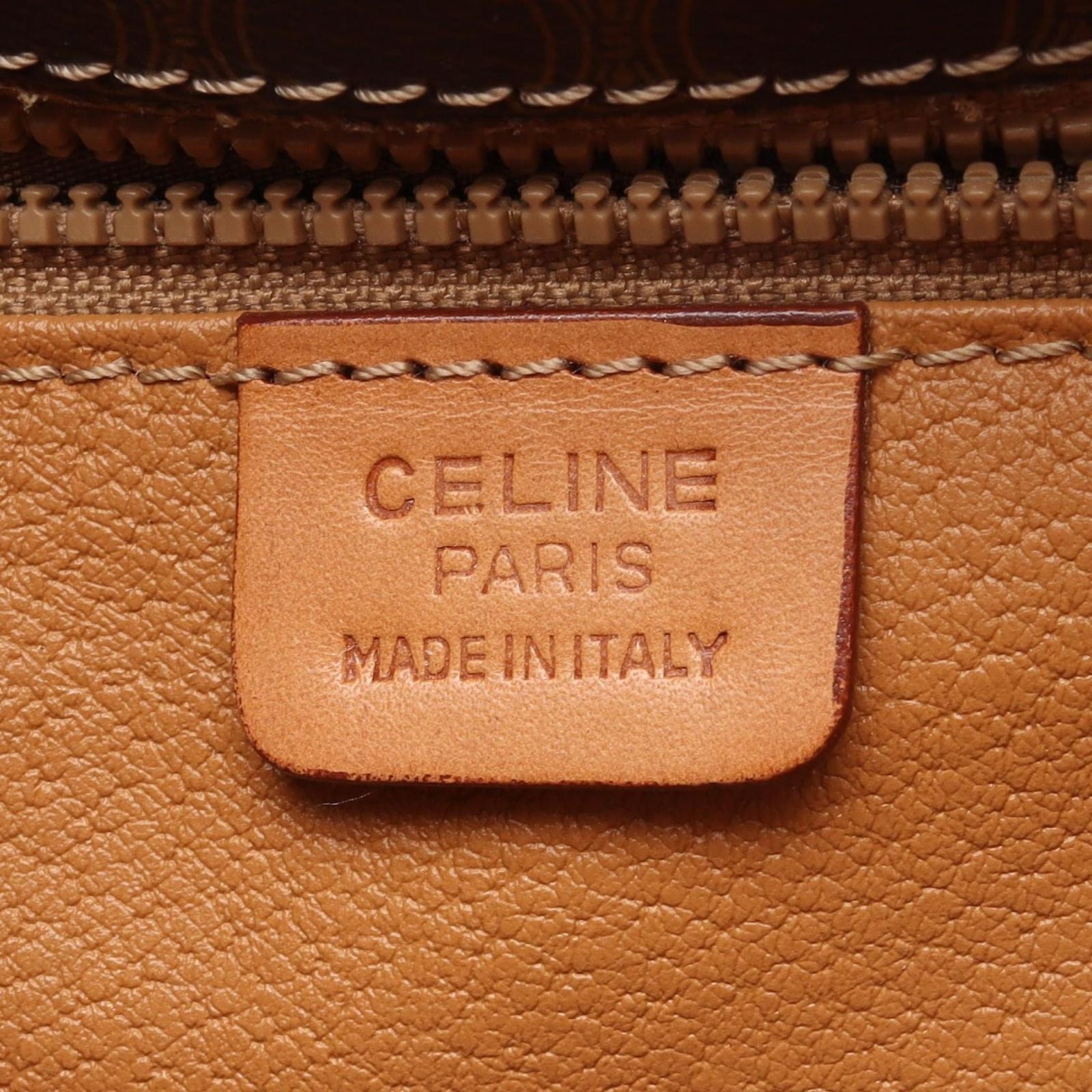 Celine Shoulder Bag Macadam Dark Brown Canvas Leather — view 4