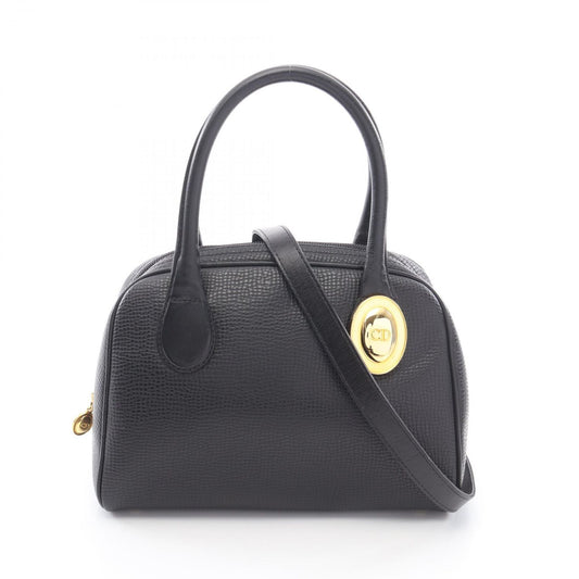 Dior CD Logo 2-Way Black Leather Mini Boston Bag