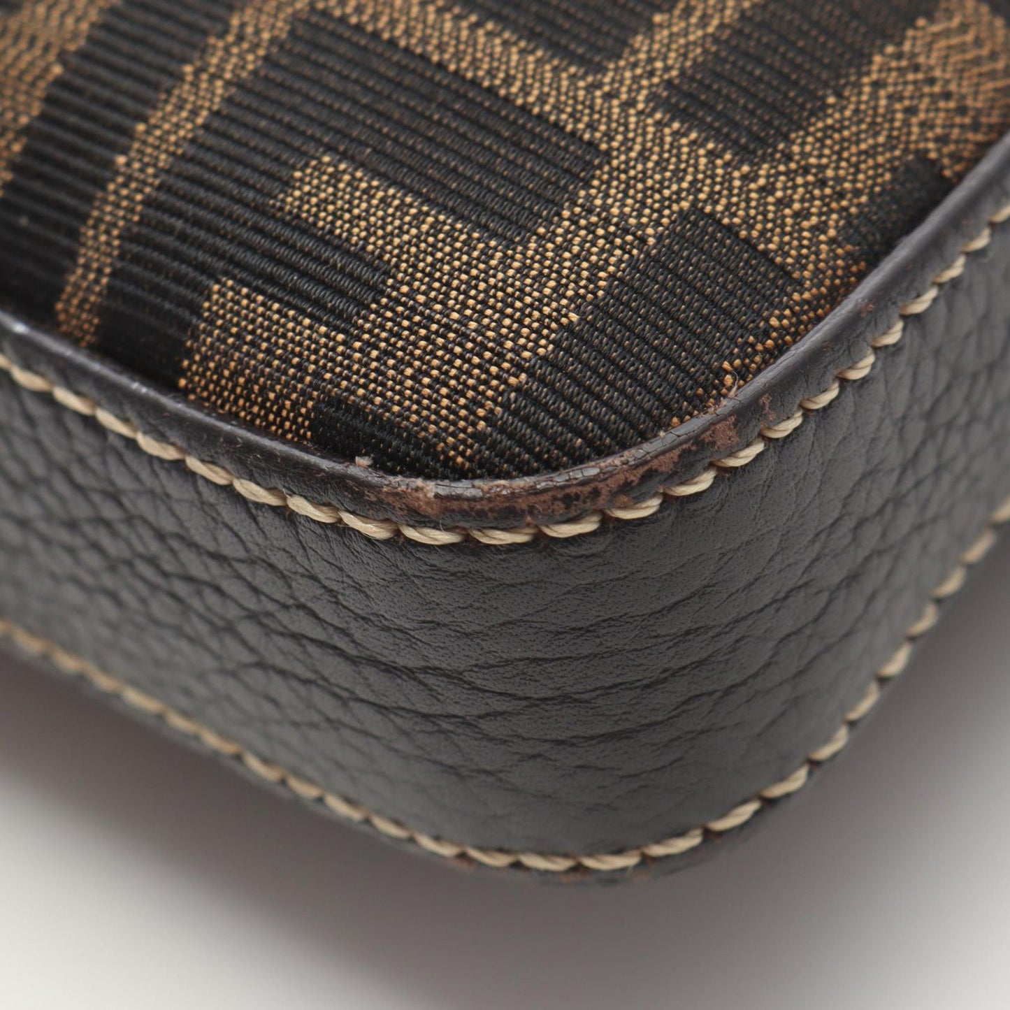 Fendi Shoulder Bag Selleria Zucca Dark Brown Canvas Leather — view 7