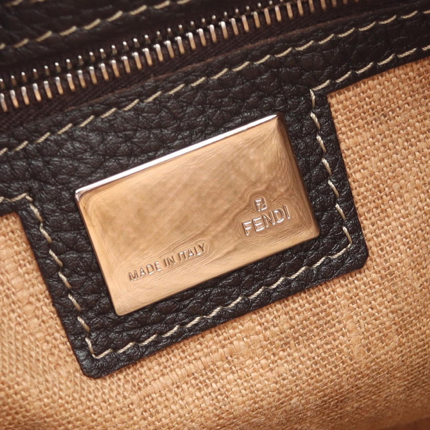Fendi Shoulder Bag Selleria Zucca Dark Brown Canvas Leather — view 4