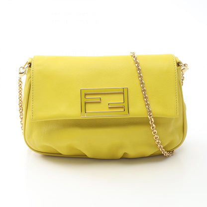Fendi Shoulder Bag Yellow Leather Chain