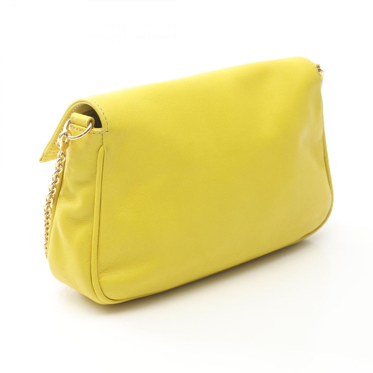 Fendi Shoulder Bag Yellow Leather Chain — view 2