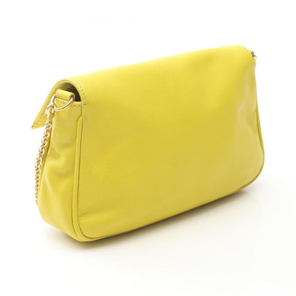 Fendi Shoulder Bag Yellow Leather Chain — view 2