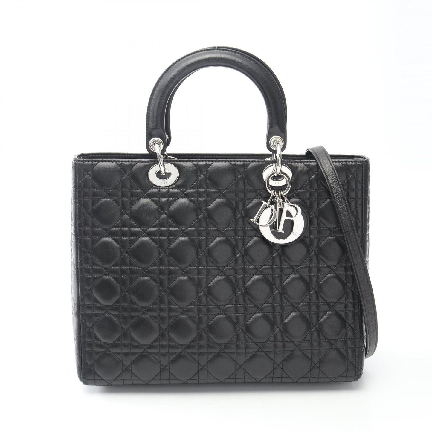 Dior Handbag Lady Dior Large Black Leather Lady Dior Large Cannage 2-Way Tote
