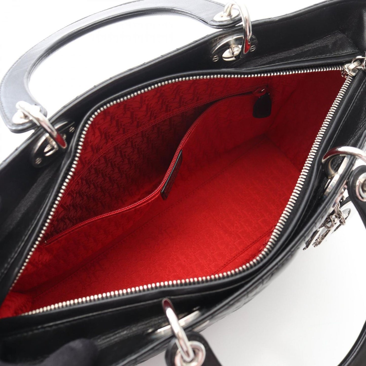 Dior Handbag Lady Dior Large Black Leather Lady Dior Large Cannage 2-Way Tote — view 3