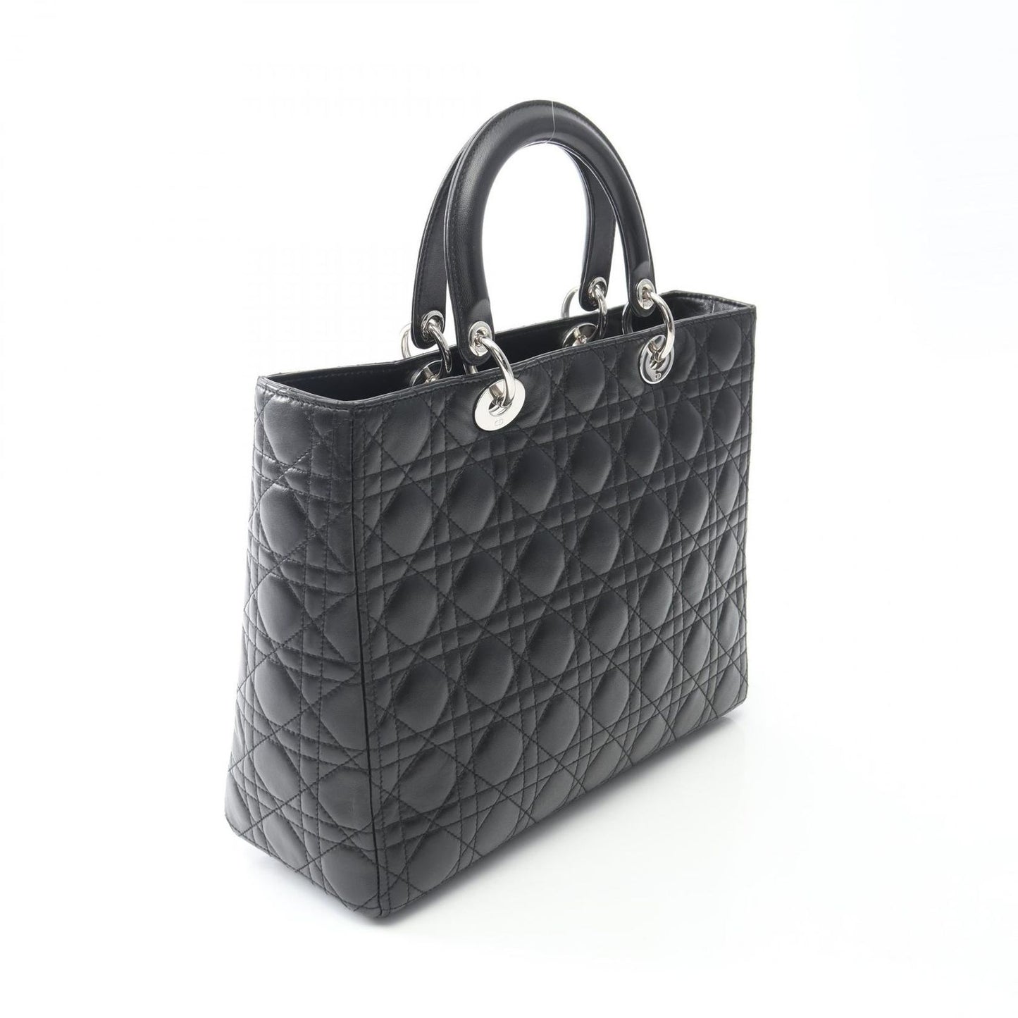 Dior Handbag Lady Dior Large Black Leather Lady Dior Large Cannage 2-Way Tote — view 2
