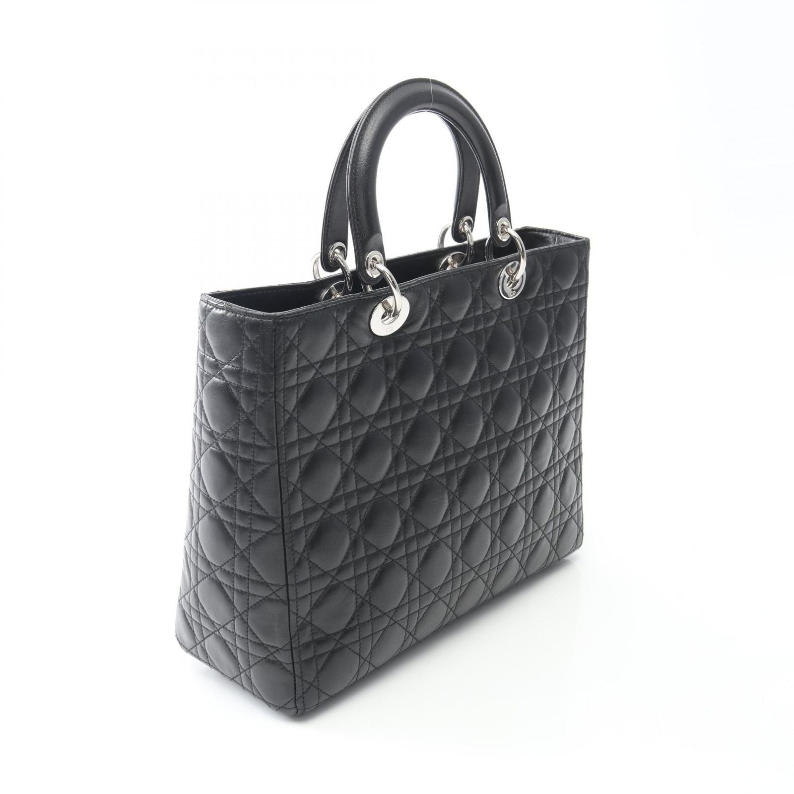 Dior Handbag Lady Dior Large Black Leather Lady Dior Large Cannage 2-Way Tote — view 2