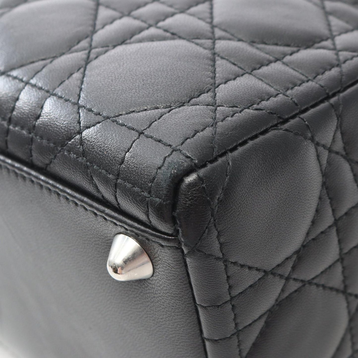 Dior Handbag Lady Dior Large Black Leather Lady Dior Large Cannage 2-Way Tote — view 6