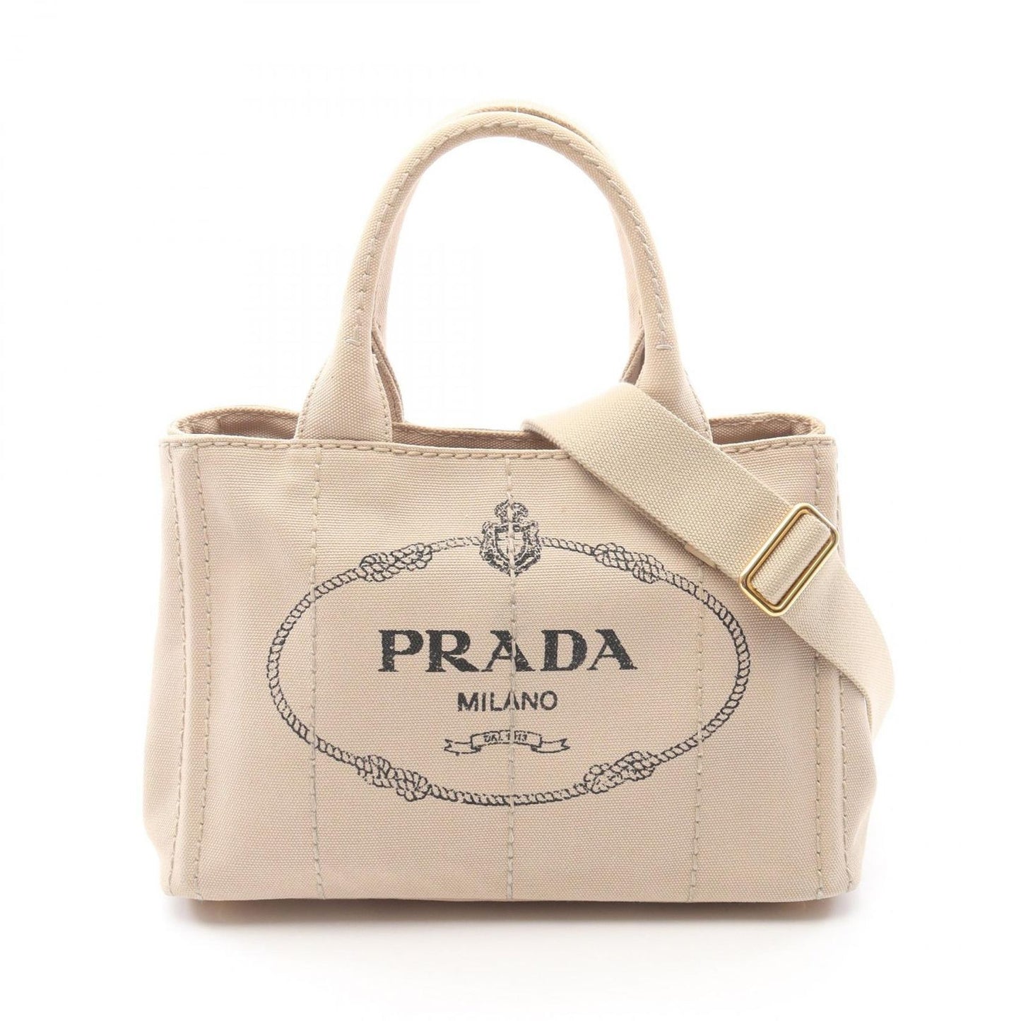 Prada Tote Canapa 2-Way Beige Canvas