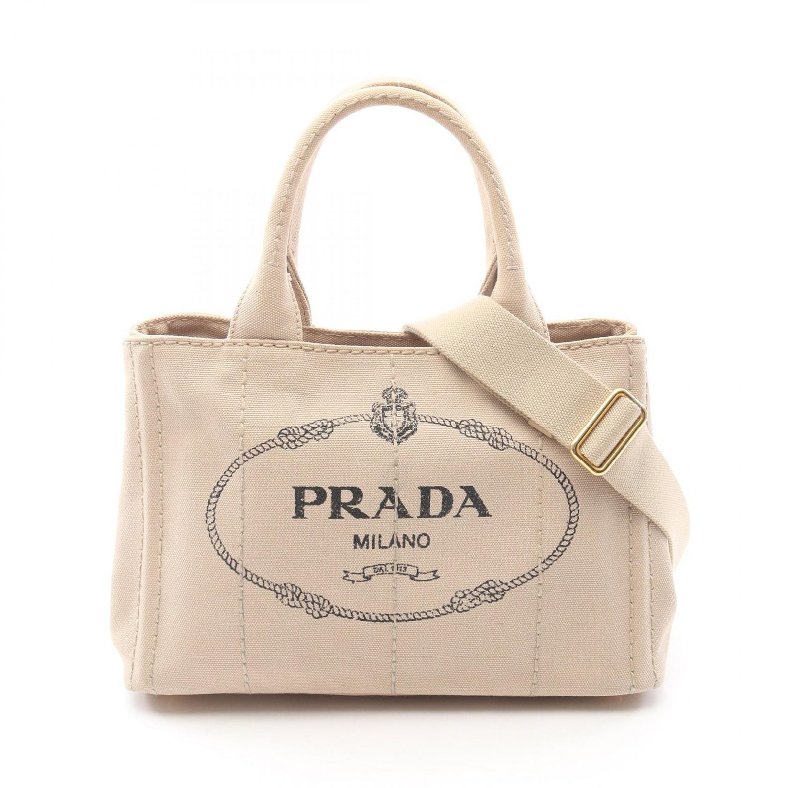 Prada Tote Canapa 2-Way Beige Canvas