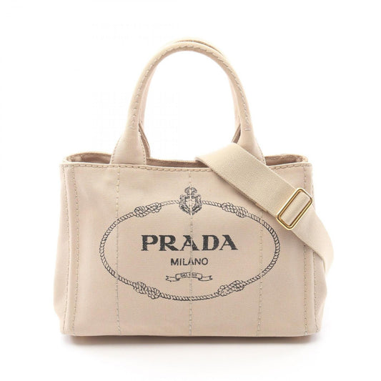 Prada Tote Canapa 2-Way Beige Canvas