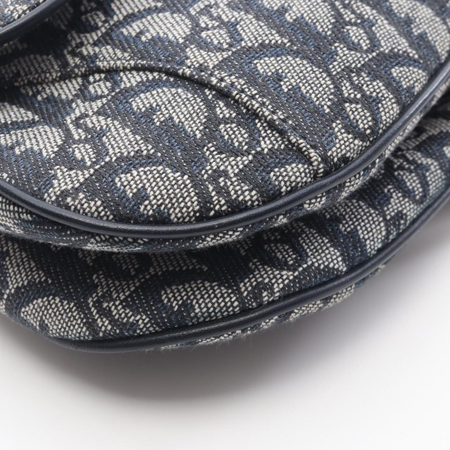 Dior Double Saddle Bag Trotter Beige Navy Canvas Leather — view 9