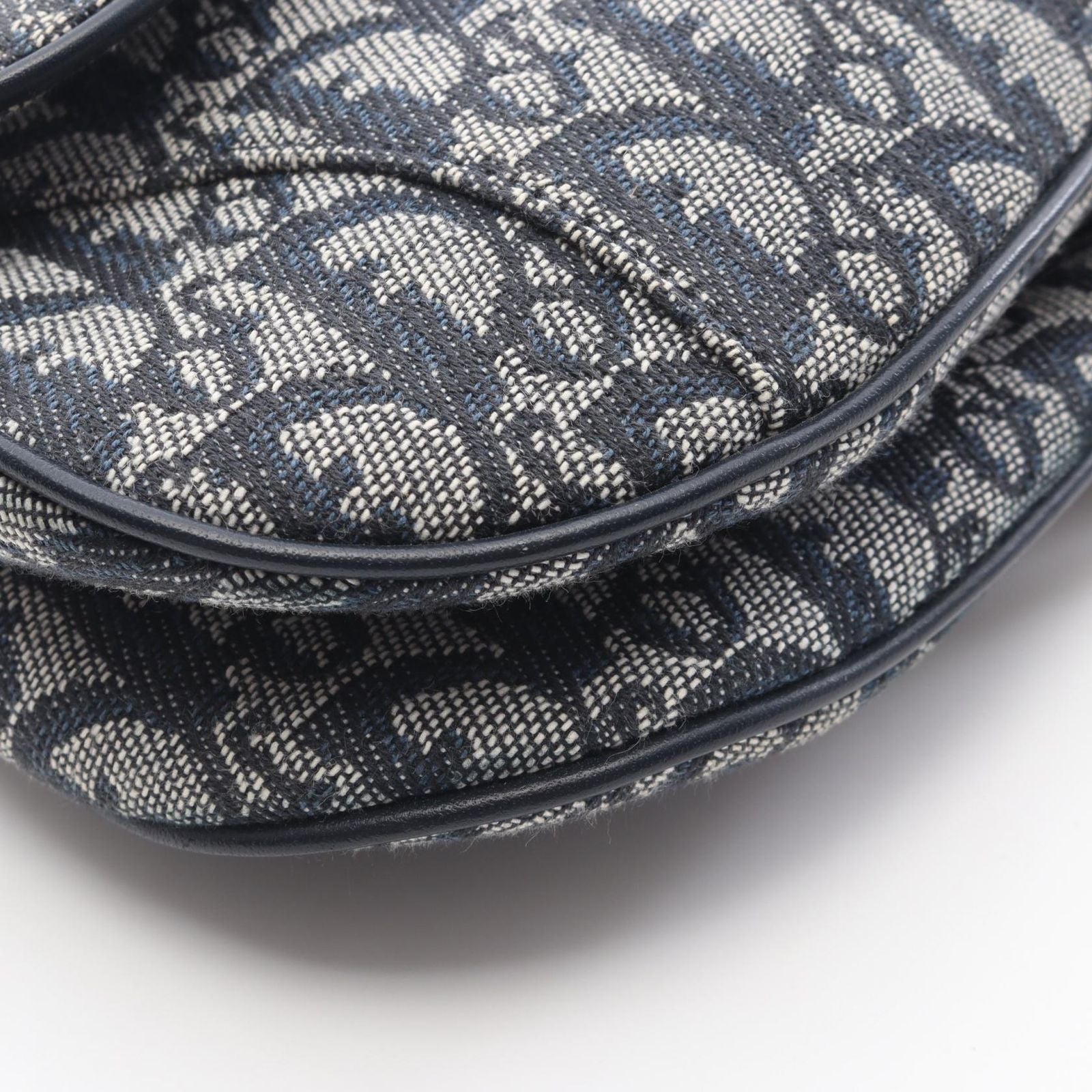 Dior Double Saddle Bag Trotter Beige Navy Canvas Leather — view 9