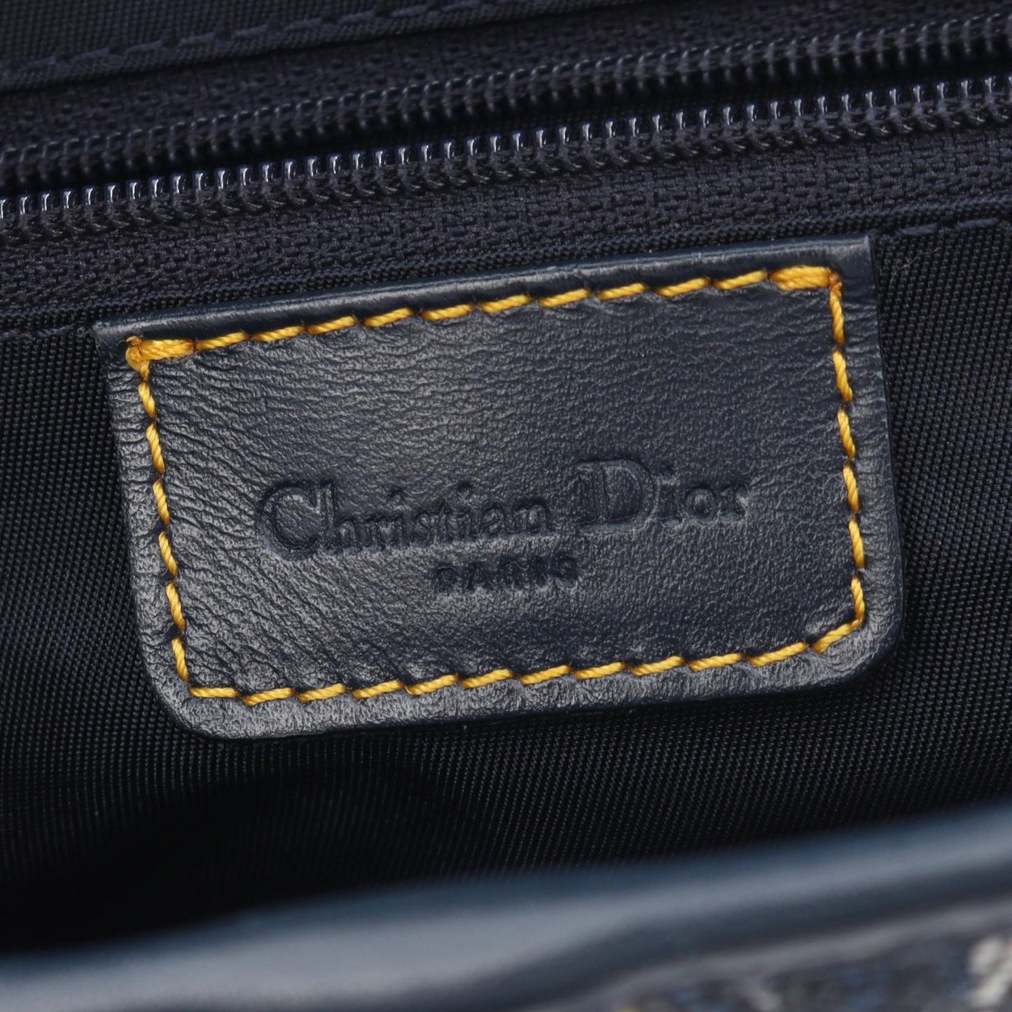 Dior Double Saddle Bag Trotter Beige Navy Canvas Leather — view 4