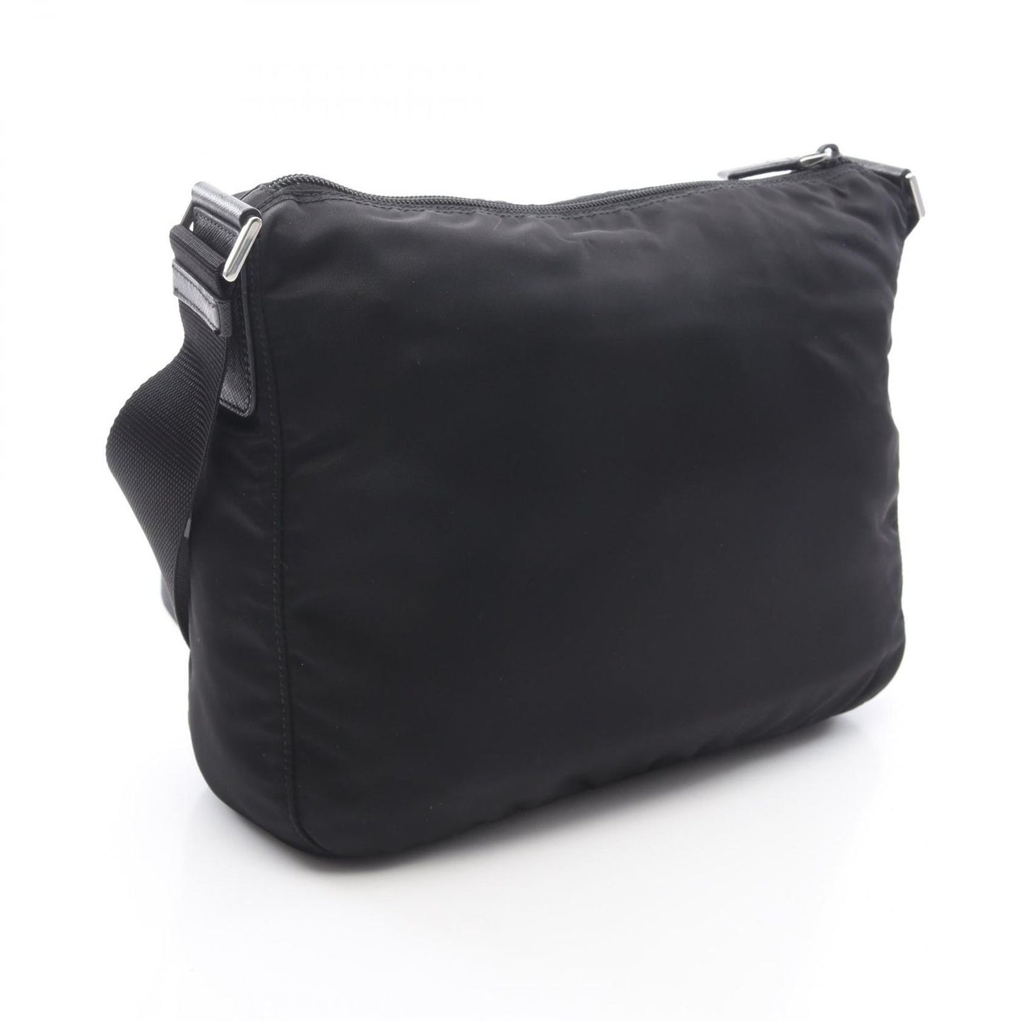 Prada Shoulder Bag Vela Black Nylon Saffiano Leather Triangle Logo — view 2