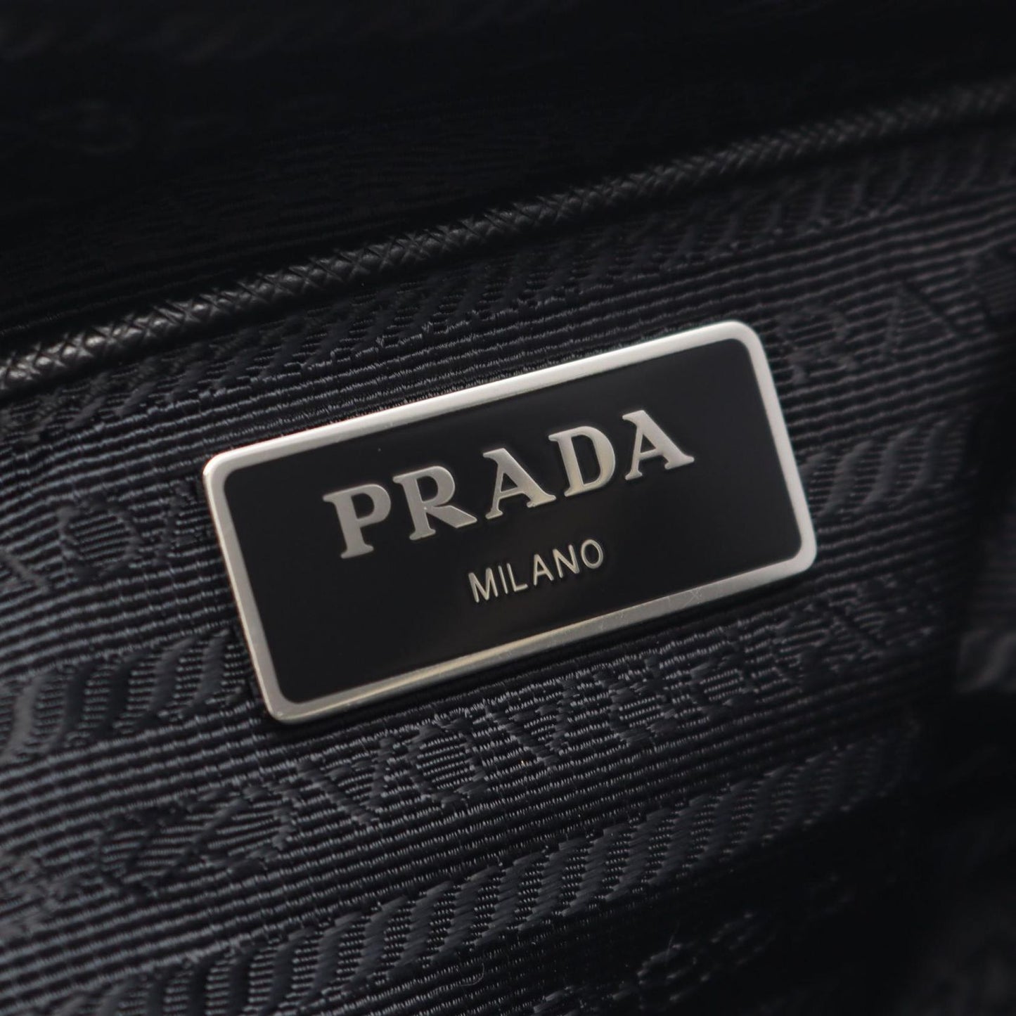 Prada Shoulder Bag Vela Black Nylon Saffiano Leather Triangle Logo — view 4