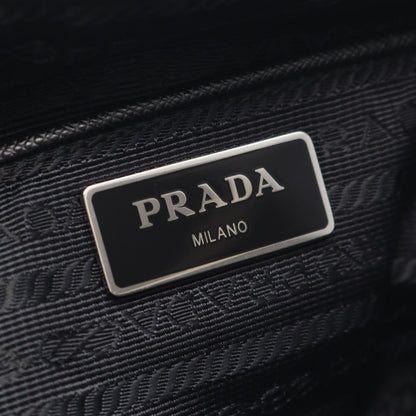 Prada Shoulder Bag Vela Black Nylon Saffiano Leather Triangle Logo — view 4