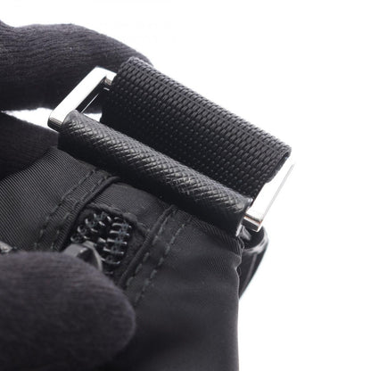 Prada Shoulder Bag Vela Black Nylon Saffiano Leather Triangle Logo — view 9