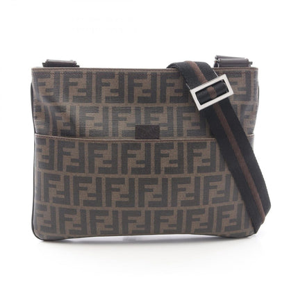 Fendi Shoulder Bag Zucca Brown Canvas Leather
