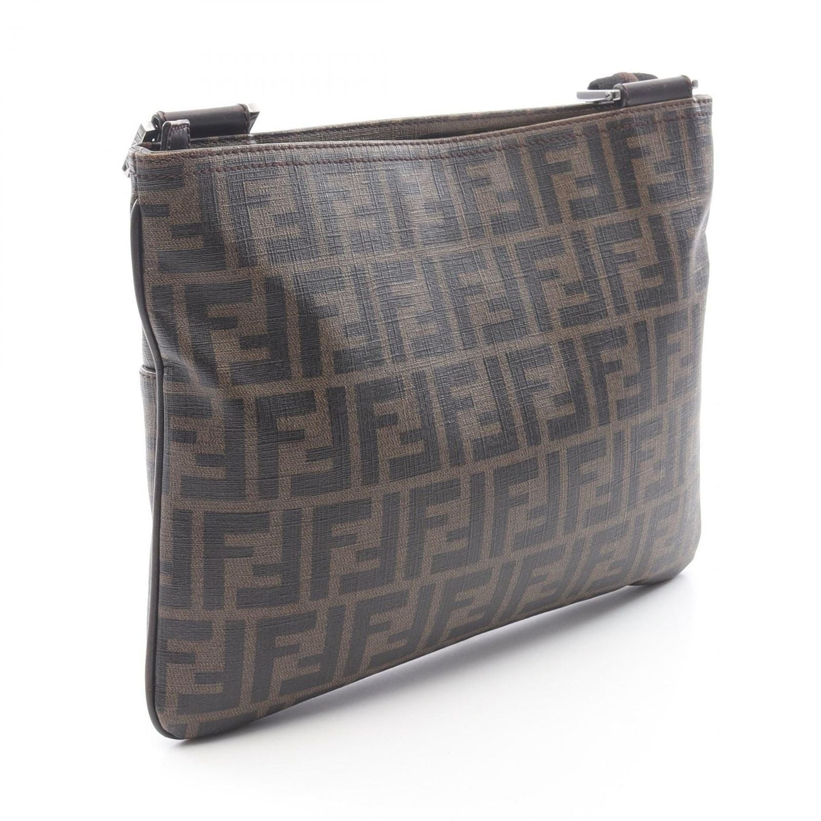 Fendi Shoulder Bag Zucca Brown Canvas Leather — view 2