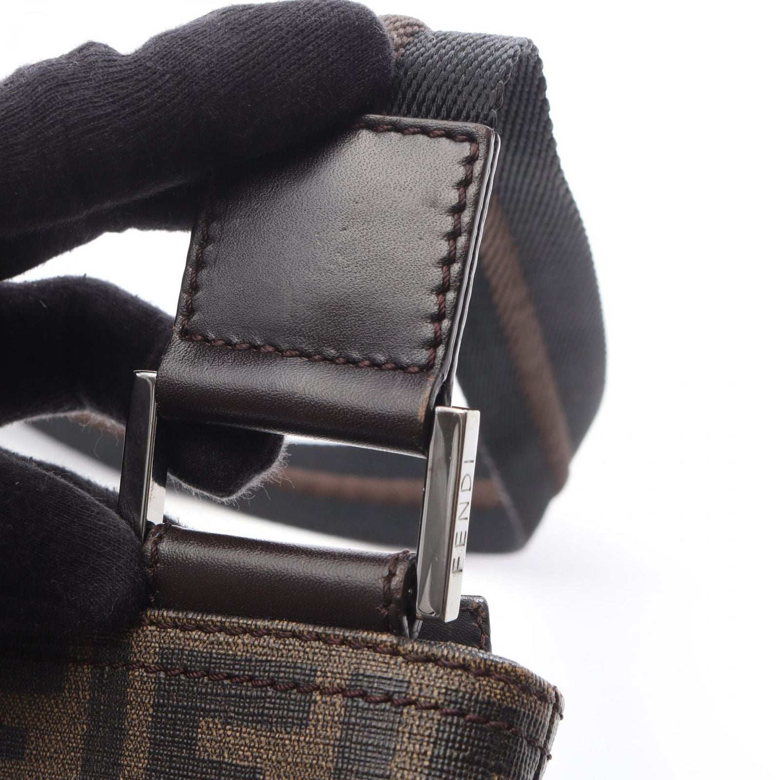 Fendi Shoulder Bag Zucca Brown Canvas Leather — view 7