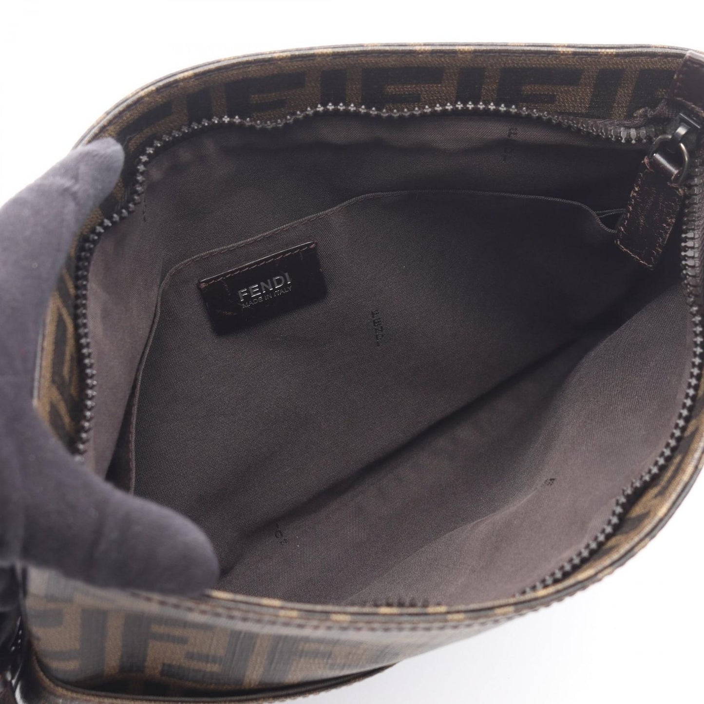 Fendi Shoulder Bag Zucca Brown Canvas Leather — view 3