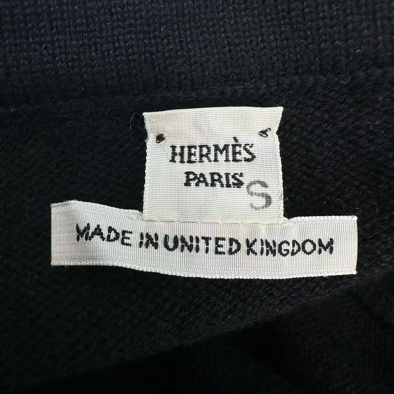 Hermes Cashmere Top Short Sleeve Knit Black Logo Sweater — view 3