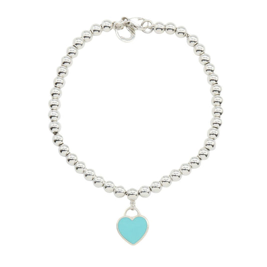 Tiffany & Co Bracelet Heart Motif Ball Chain 15.5 cm 925 Sterling Silver