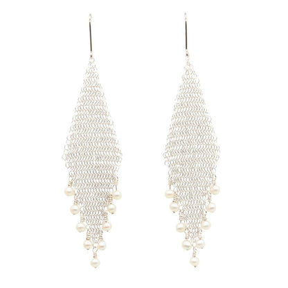 Tiffany & Co Earrings Pearl Mesh 925 Sterling Silver