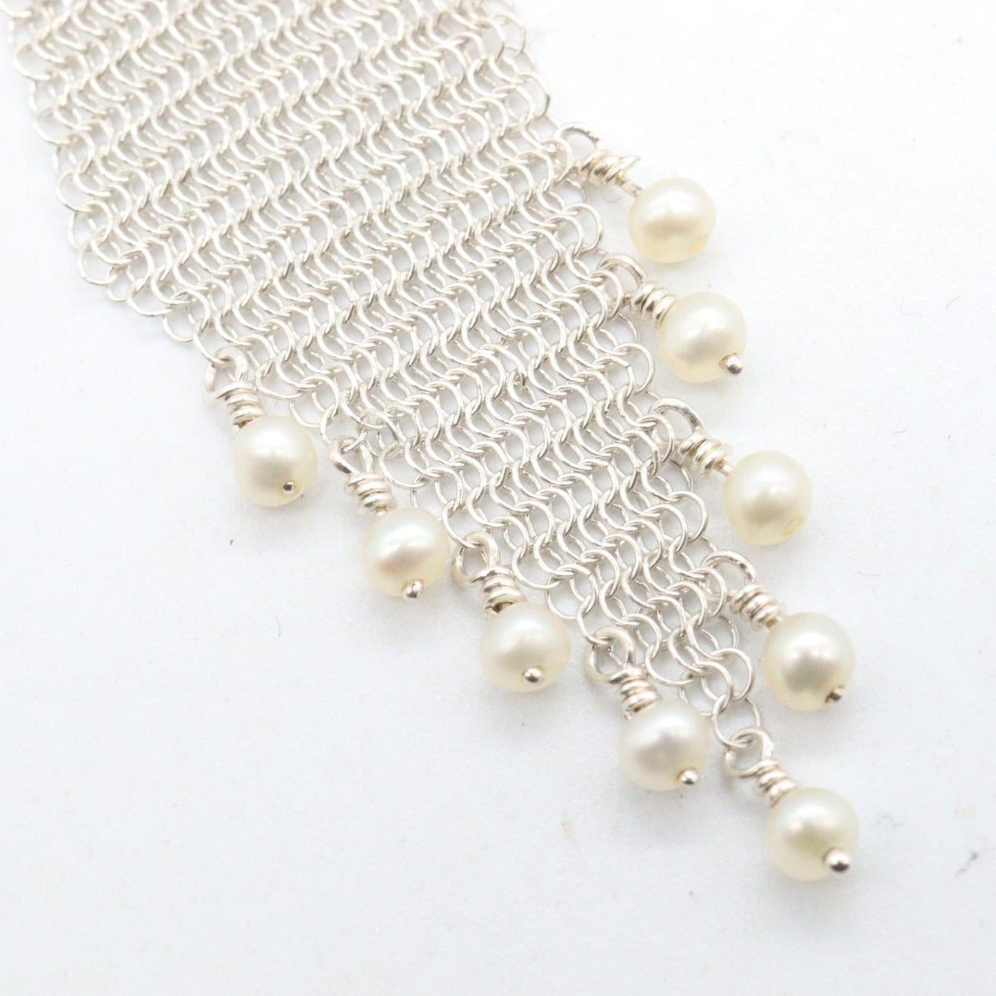 Tiffany & Co Earrings Pearl Mesh 925 Sterling Silver — view 4
