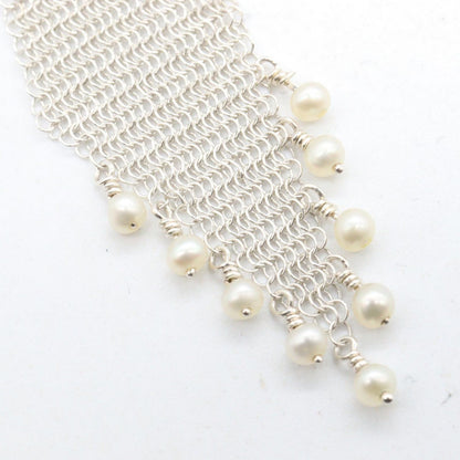 Tiffany & Co Earrings Pearl Mesh 925 Sterling Silver — view 4
