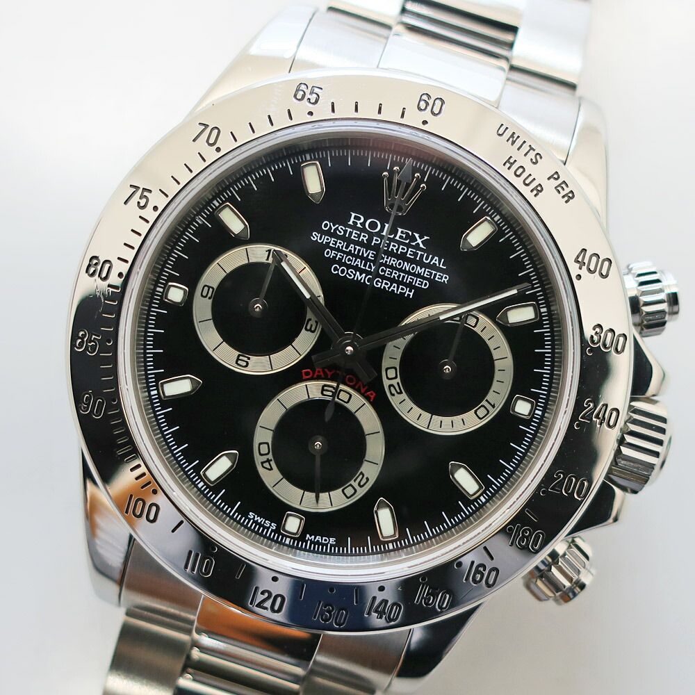 Rolex Ten Polished Cosmograph Daytona Number Black SS Automatic Watch — view 2