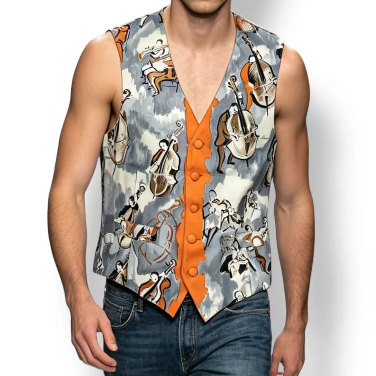 Hermes Top Vest Concerto Pattern Multicolor 46 — view 3
