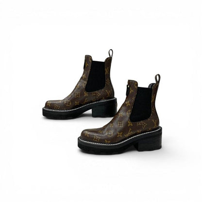 Louis Vuitton Bob Line Monogram Boots Short Shoes Leather Brown Black LV — view 3