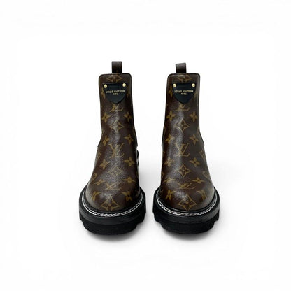 Louis Vuitton Bob Line Monogram Boots Short Shoes Leather Brown Black LV — view 2