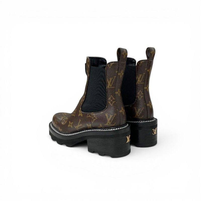 Louis Vuitton Bob Line Monogram Boots Short Shoes Leather Brown Black LV — view 4