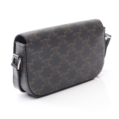 Celine Shoulder Bag Small Triomphe Cross Dark Brown Canvas Leather — view 2