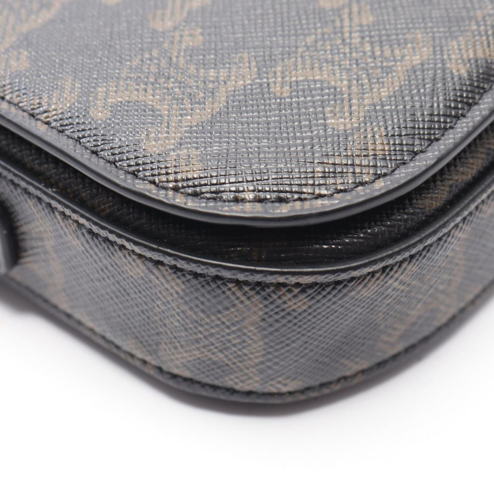 Celine Shoulder Bag Small Triomphe Cross Dark Brown Canvas Leather — view 8