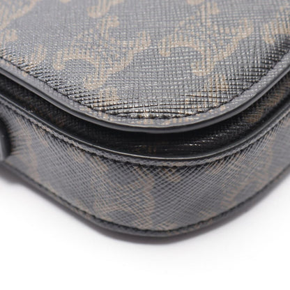 Celine Shoulder Bag Small Triomphe Cross Dark Brown Canvas Leather — view 8