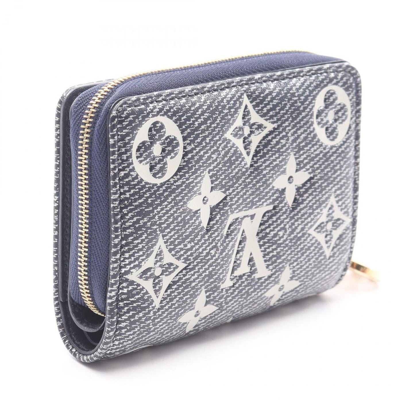 Louis Vuitton Bifold Wallet Portefeuille Monogram Embossed Navy Leather — view 2
