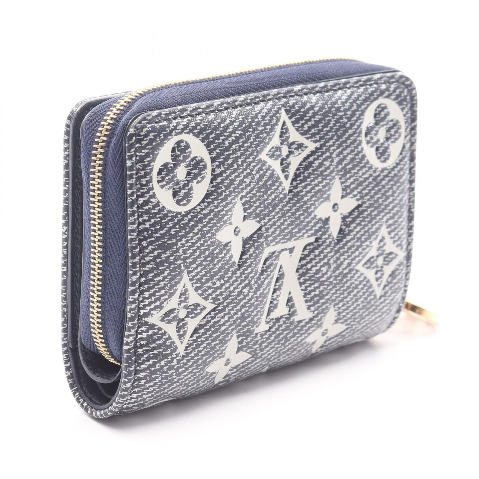 Louis Vuitton Bifold Wallet Portefeuille Monogram Embossed Navy Leather — view 2