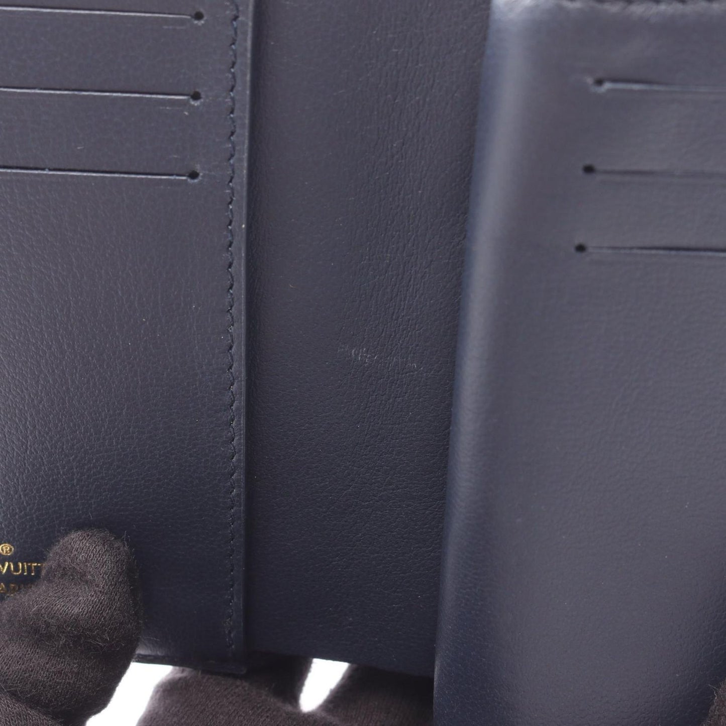 Louis Vuitton Bifold Wallet Portefeuille Monogram Embossed Navy Leather — view 7
