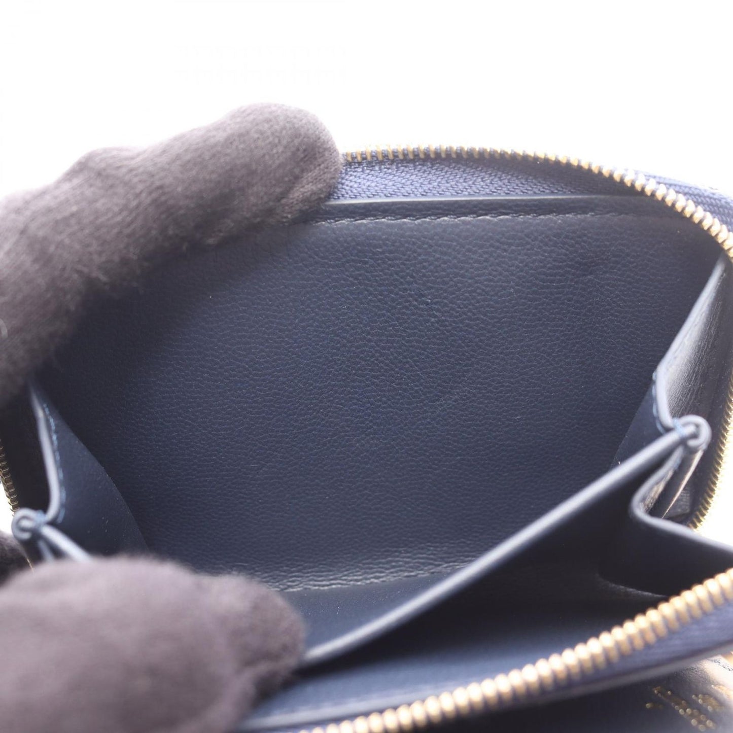 Louis Vuitton Bifold Wallet Portefeuille Monogram Embossed Navy Leather — view 6