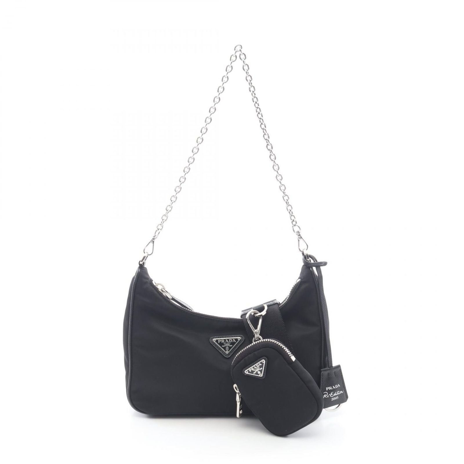 Prada Shoulder Bag Edition Re-Nylon 2-Way Black Nylon Saffiano Leather