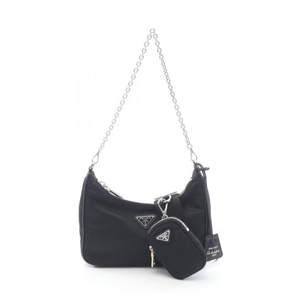 Prada Shoulder Bag Edition Re-Nylon 2-Way Black Nylon Saffiano Leather