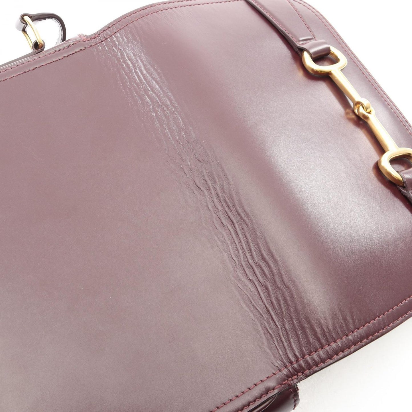 Celine Shoulder Bag Bordeaux Leather Horsebit — view 8