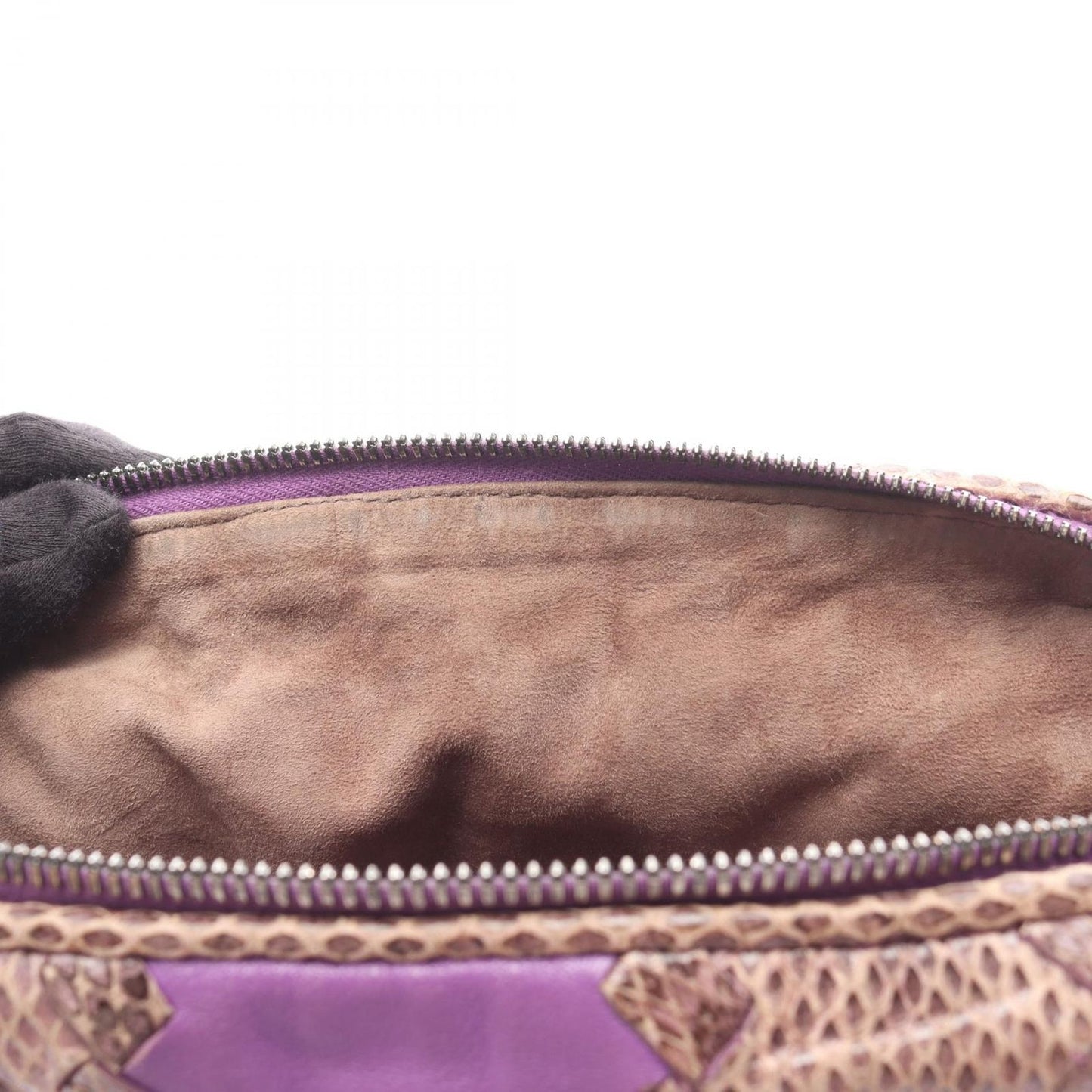 Bottega Veneta Shoulder Bag Intrecciato Purple Leather Exotic Cles the — view 8