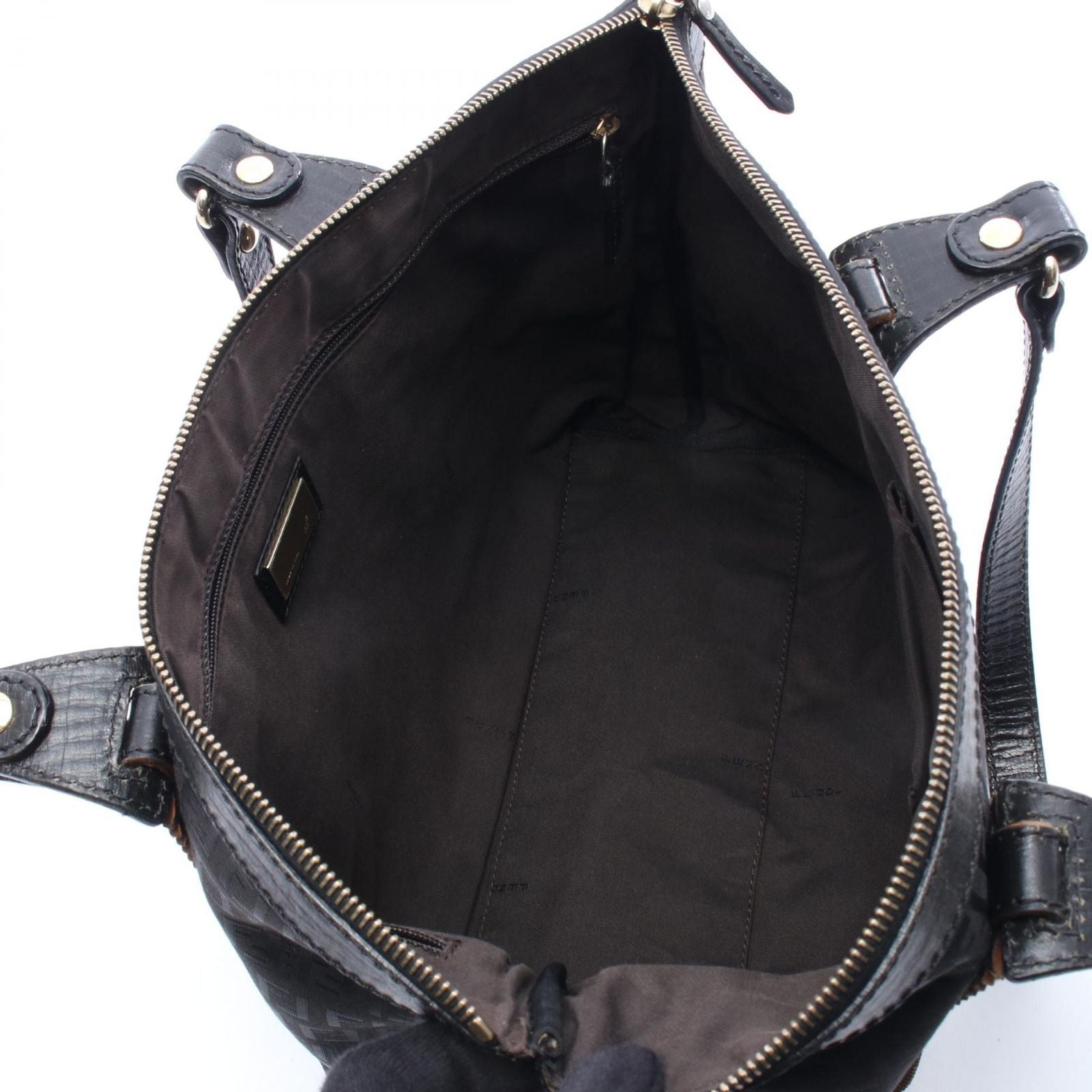 Fendi Tote Zucchino Black Canvas Leather — view 3
